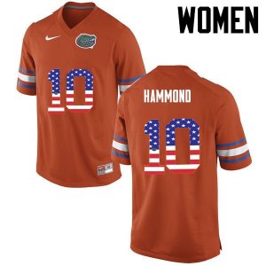 Women's Florida Gators #10 Josh Hammond NCAA Nike Orange USA Flag Fashion Authentic Stitched College Football Jersey FYX7562RG